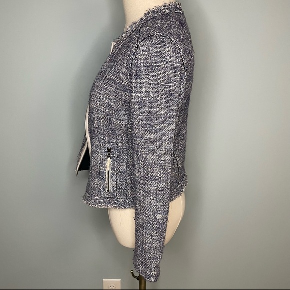 Elie Tahari Blue Tweed Blazer Jacket - Picture 4 of 8